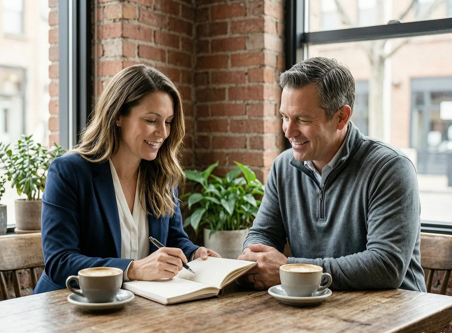 Two referral partners reviewing options together