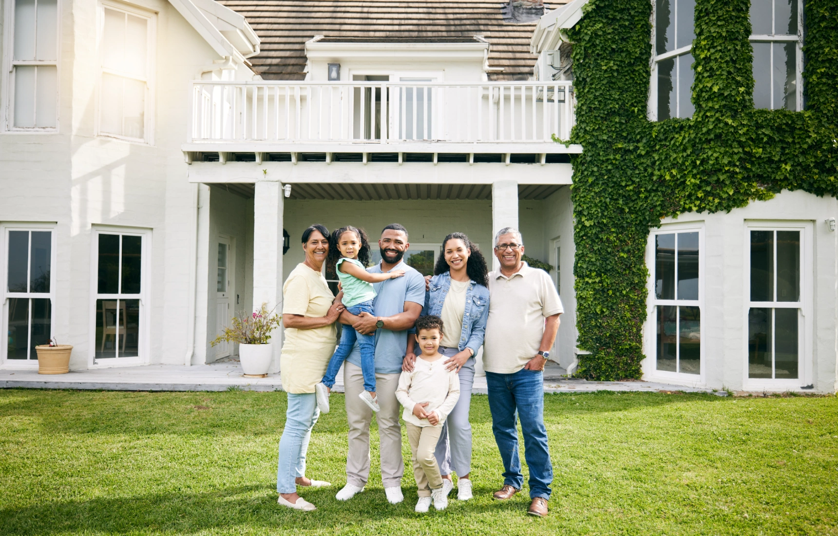 family-outdoor-house-and-portrait-of-children