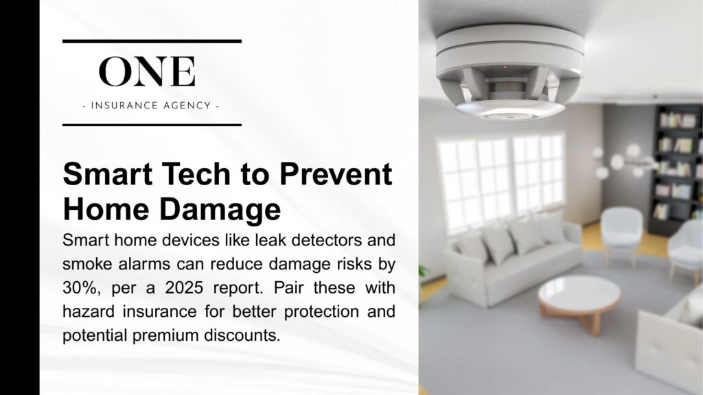Image of a hand filling out a hazard insurance form, with text noting a 2024 survey where 40% of homeowners didn’t know it excludes floods and earthquakes, urging policy review.